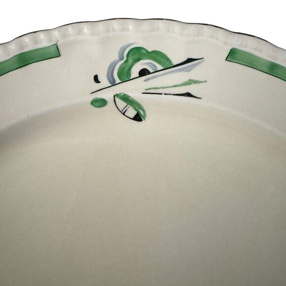 Vintage Grindley Serving Platter Cream with Gold & Green Accents Numbered 4124 - Picture 3 of 4